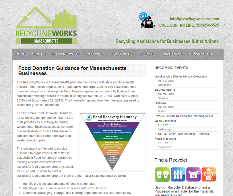 RecyclingWorks Food Donation Guidance page.